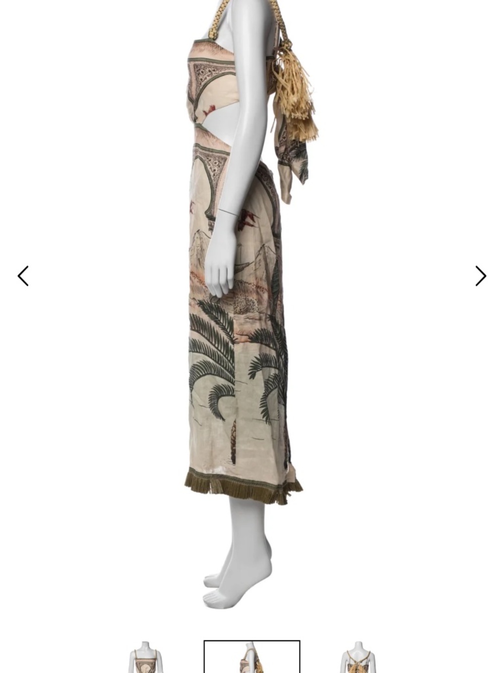 Johanna Ortiz Cartagening Linen Midi Dress Scenic Print Size 6 NWT Resort - Picture 4 of 10